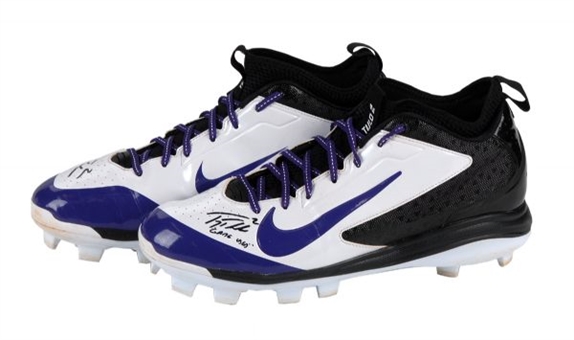 Troy Tulowitzki Game Worn and Signed Nike Cleats and Batting Gloves
